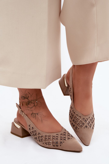 Haut INildledersandalen für Damen mit durchbrochenen Elementen mit Netz Klocke D&A CR61-3004 Beige 2