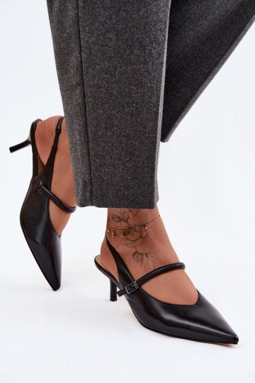Schwarze hohe Sandalen mit Riemen D&A