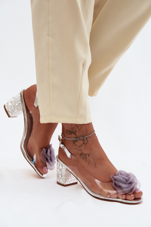 Sandalen Durchschauen mit Absätzen mit leuchtenden Augen SiateczkoZua pinke Farbea D&A MR61-9011 Silberfarbe