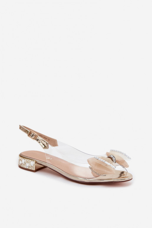 Durchschauen Sandalen mit leuchtenden Augen I SiateczkoZuą Bogen D&A MR61-9004 goldene Farbe