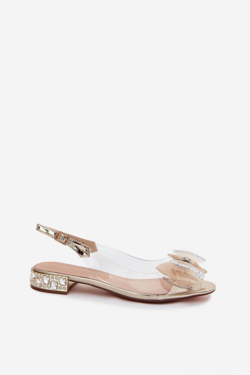 Durchschauen Sandalen mit leuchtenden Augen I SiateczkoZuą Bogen D&A MR61-9004 goldene Farbe