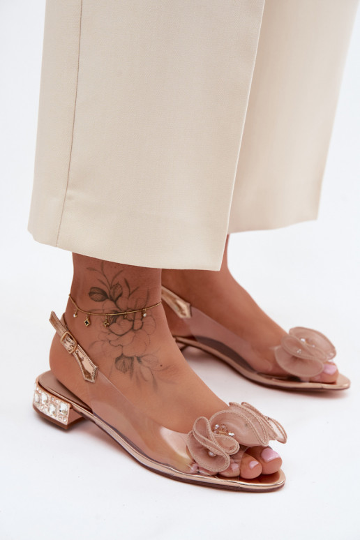 Damen transparente Sandalen mit funkelnden Steinen D&A MR61-9002 roségold