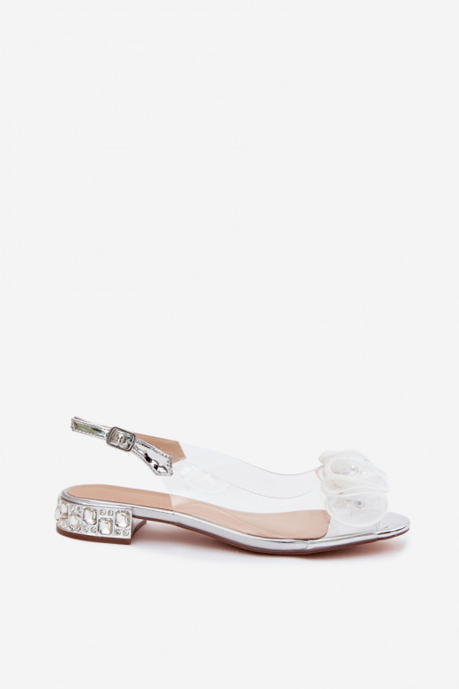 Damen transparente Sandalen mit funkelnden Steinen D&A MR61-9002 silber