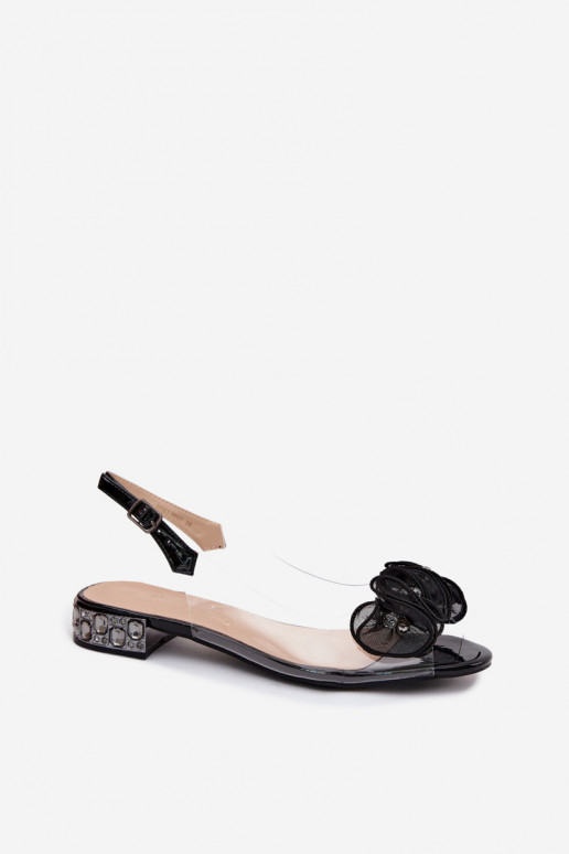 Damen transparente Sandalen mit funkelnden Steinen D&A MR61-9002 schwarz