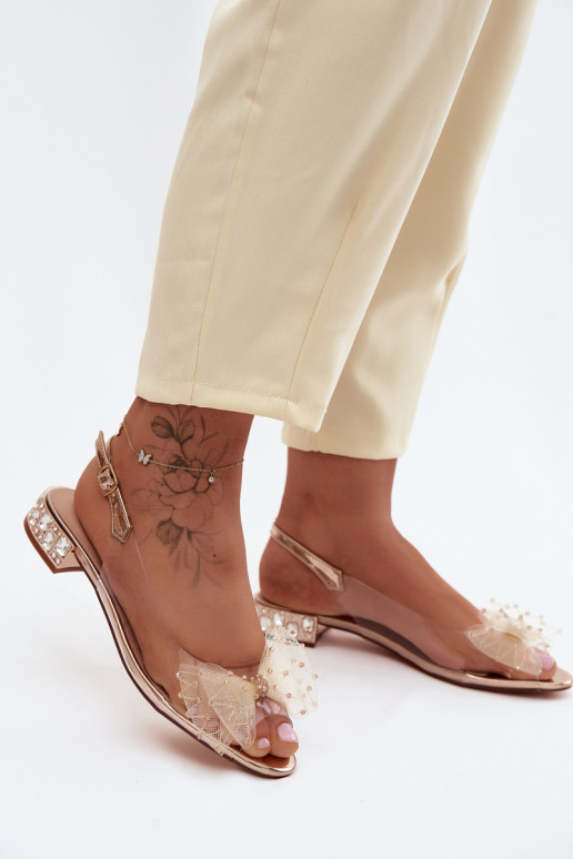 Damensandalen Durchschauen mit Bändern D&A MR61-9001 roségoldene Farbe