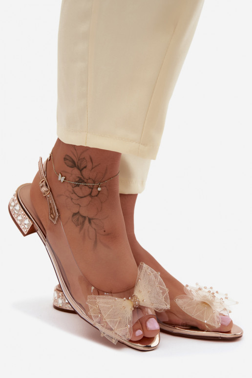 Damensandalen Durchschauen mit Bändern D&A MR61-9001 roségoldene Farbe