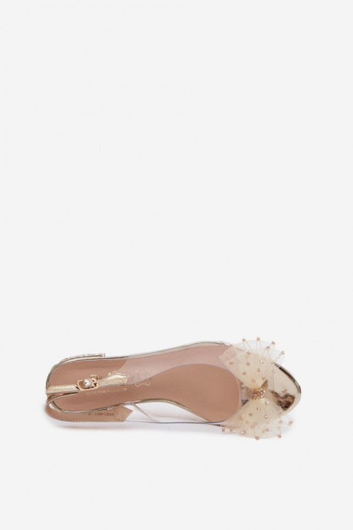 Damen transparente Sandalen mit Schleifen D&A MR61-9001 gold