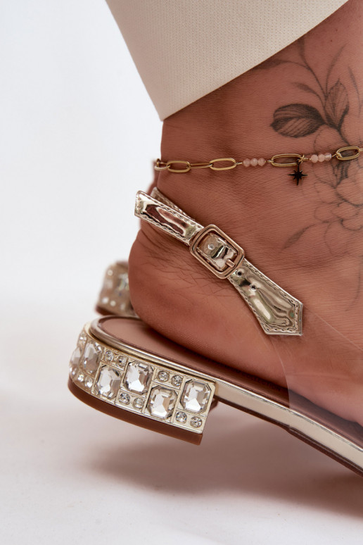 Damen transparente Sandalen mit Schleifen D&A MR61-9001 gold