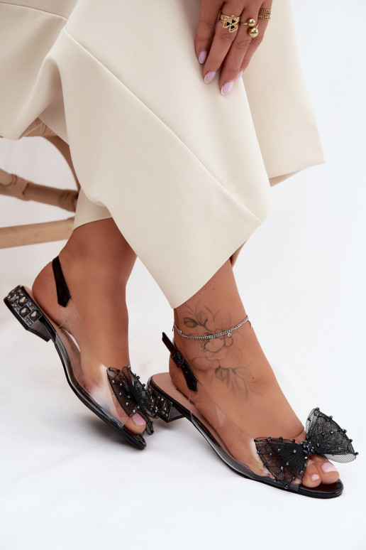 Damensandalen Durchschauen mit Bändern D&A MR61-9001 schZuarze Farbe