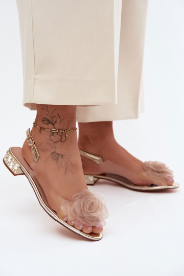 Damensandalen DurchschauenRose D&A MR61-9003 goldene Farbe