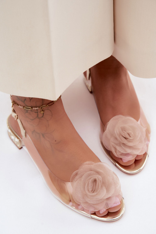 Damen transparente Sandalen mit Rosen D&A MR61-9003 gold