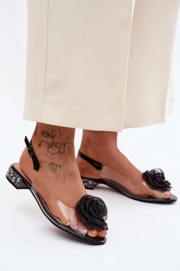 Damen transparente Sandalen mit Rosen D&A MR61-9003 schwarz 2