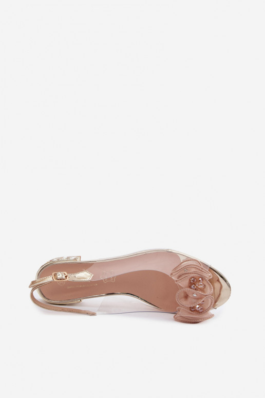 Damen transparente Sandalen mit funkelnden Steinen D&A MR61-9002 gold