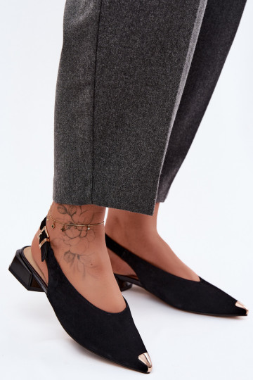 Damen Wildleder-Sandalen auf niedrigem Absatz D&A CR61-3050 schwarz