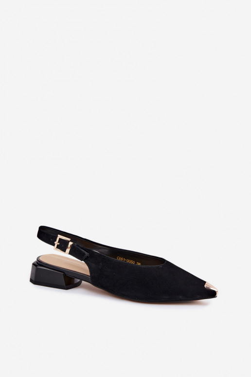 Haut INildledersandalen für Damen Auf niedrigem Absatz D&A CR61-3050 schZuarze Farbe