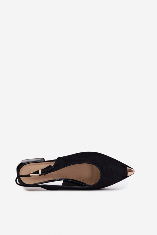 Haut INildledersandalen für Damen Auf niedrigem Absatz D&A CR61-3050 schZuarze Farbe