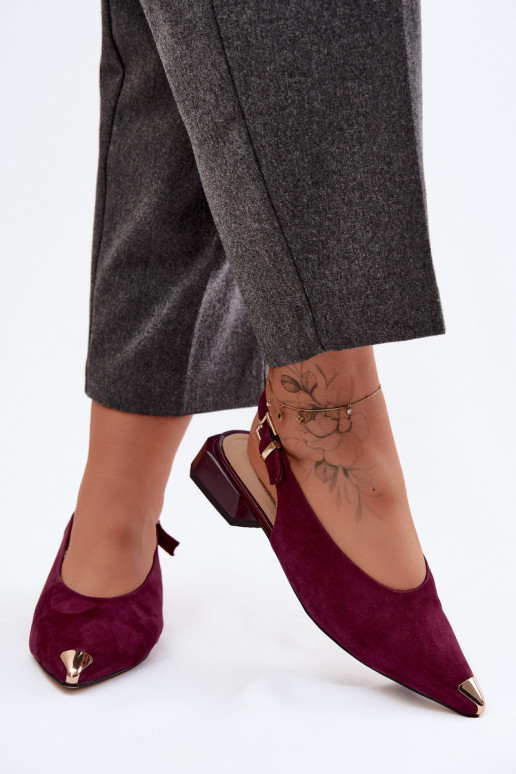 Haut INildledersandalen für Damen Auf niedrigem Absatz D&A CR61-3050 Burgund