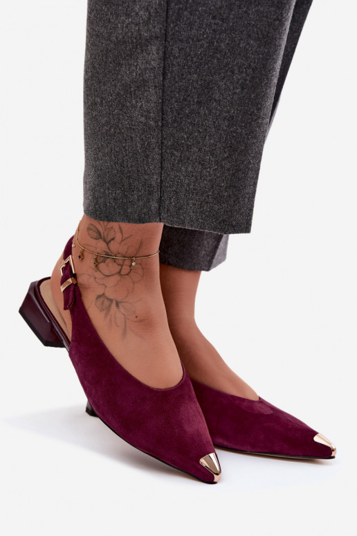 Haut INildledersandalen für Damen Auf niedrigem Absatz D&A CR61-3050 Burgund