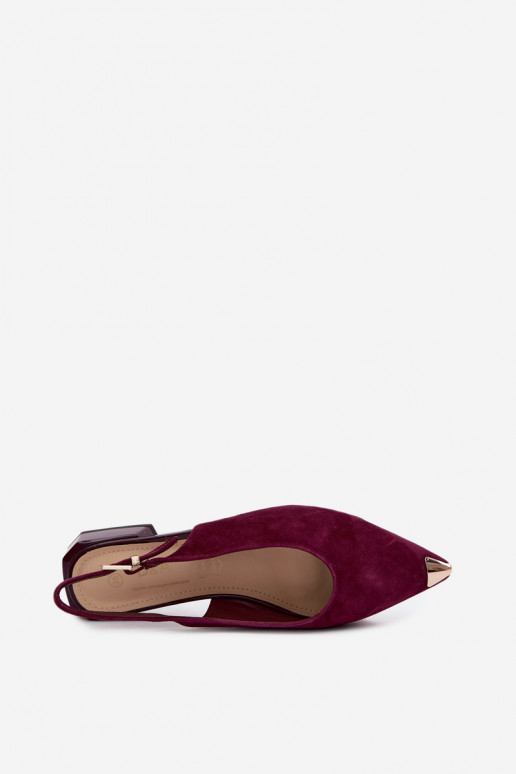 Damen Wildleder-Sandalen auf niedrigem Absatz D&A CR61-3050 burgunder