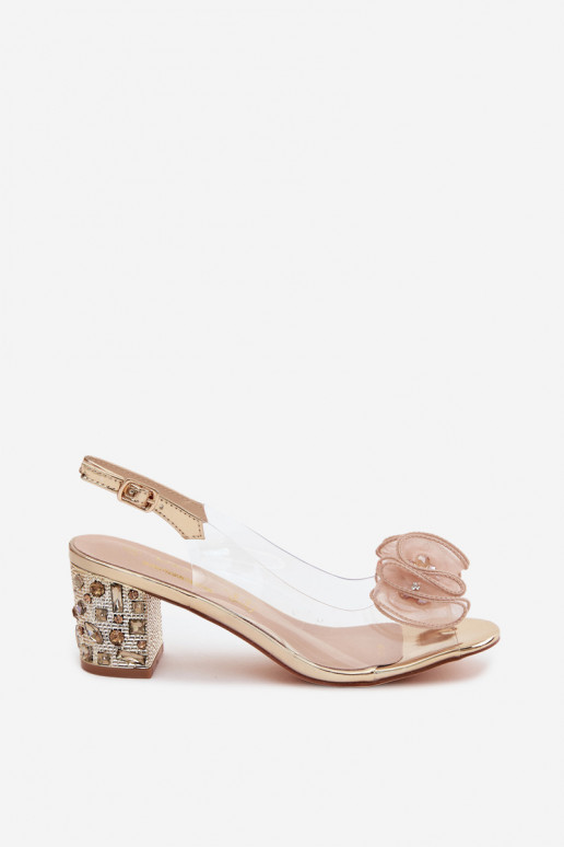 Durchschauen Sandalen mit Absätzen mit leuchtenden Augen D&A MR61-9012 goldene Farbe