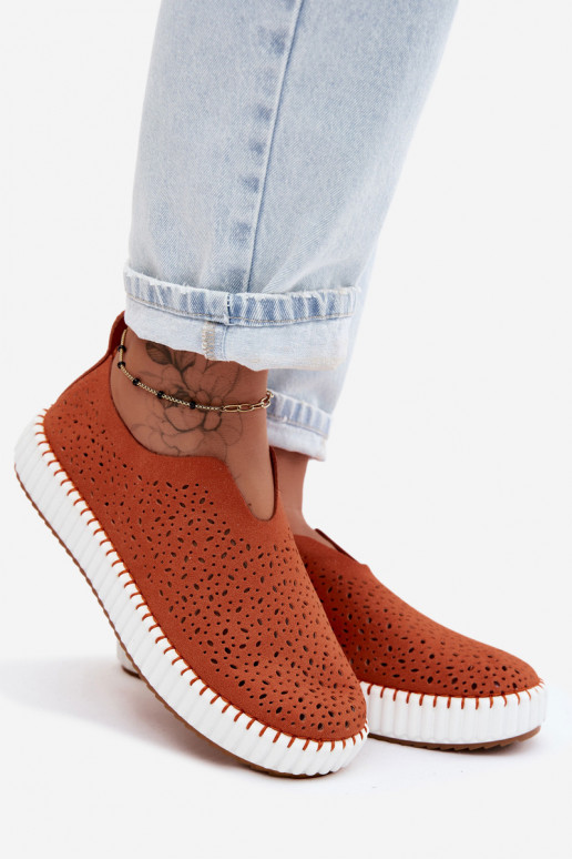 mit durchbrochenen Elementen Ein überzeugendes Stilvollll Schuhe mit einer Plattform orange Farbe Glamma