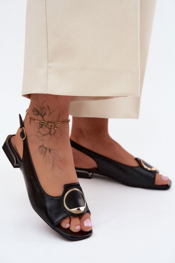 Damensandalen mit breiten Absätzen mit Ornamenten schZuarze Farbe Glima 2