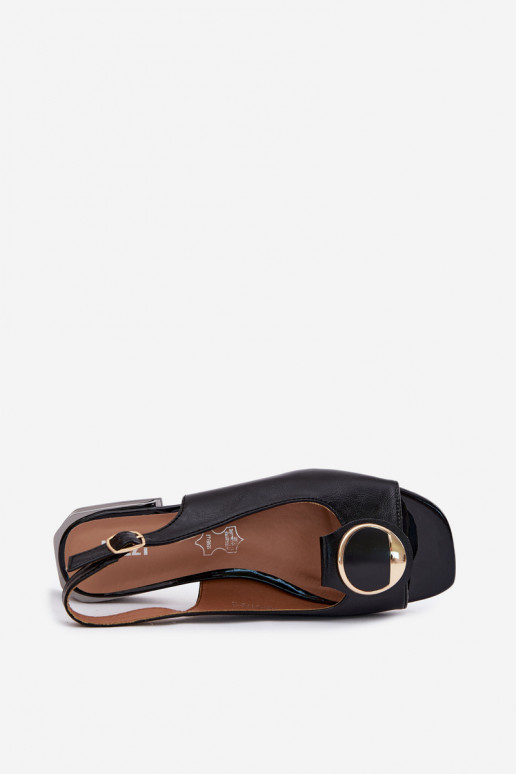 Sandalen mit breiten Absätzen und Ornamenten in Schwarz Glima