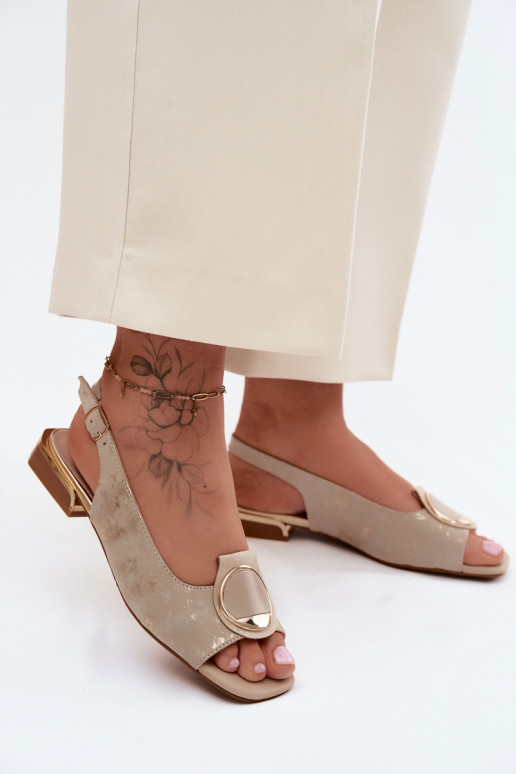 Sandalen mit breiten Absätzen und Ornamenten in Gold Glima