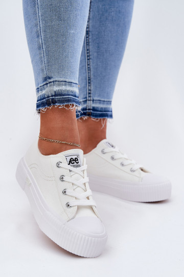 Bequeme Schuhe mit Plattform in Weiß 2
