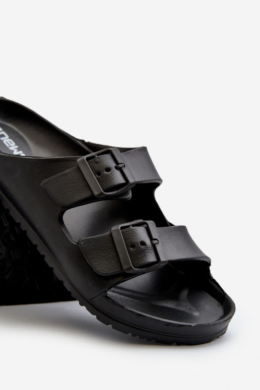 Hausschuhe für Männer  Leichte Hausschuhe mit Schnallen schZuarze Farbe Avatara