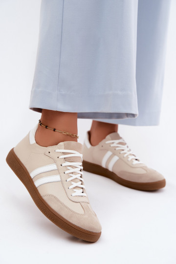 Zazoo N1068 Leder-Sneaker für Damen in Sandfarbe 2