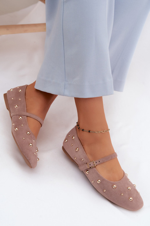 Ballerinas Mit Dekoration I Streifenem Beige Cuddly