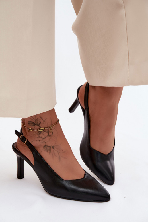 Damen-Sandalen auf dünnen Absätzen Sergio Leone SK158 in Schwarz