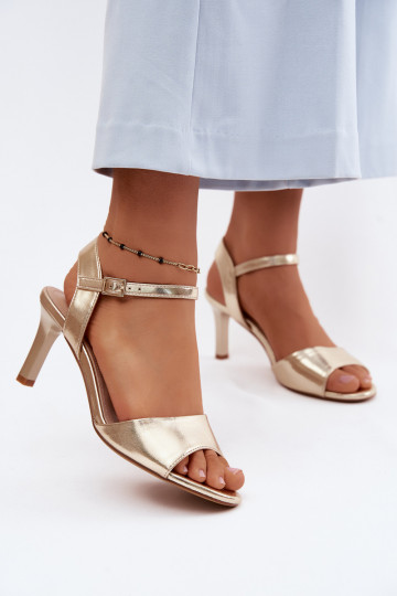 Damensandalen Ermöglicht Smukłym Obcasie Sergio Leone SK347 goldene Farbe 2