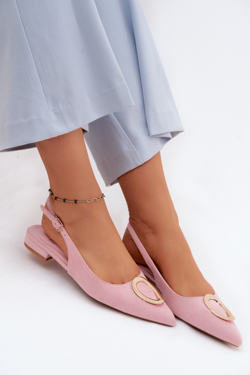 Damensandalen mit breiten Absätzen mit Ornamenten pinke Farbe Sparkle