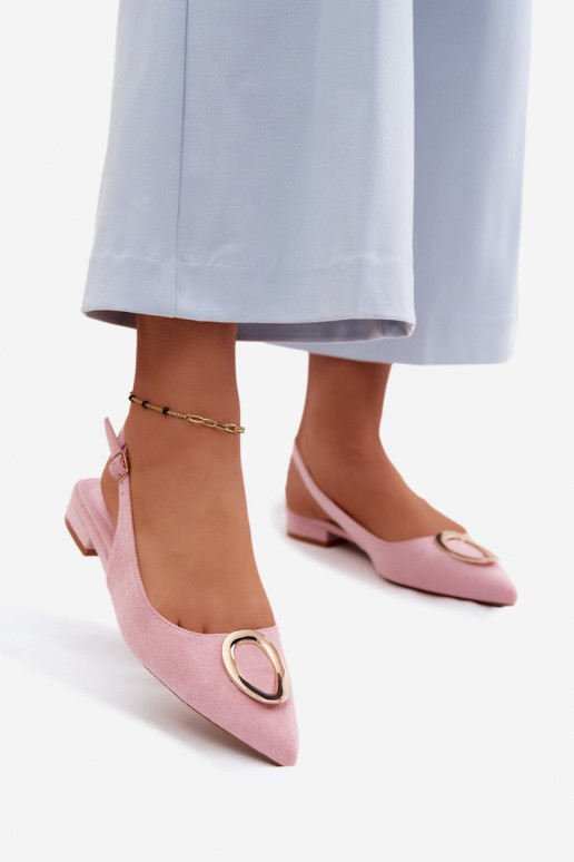 Damensandalen mit breiten Absätzen mit Ornamenten pinke Farbe Sparkle