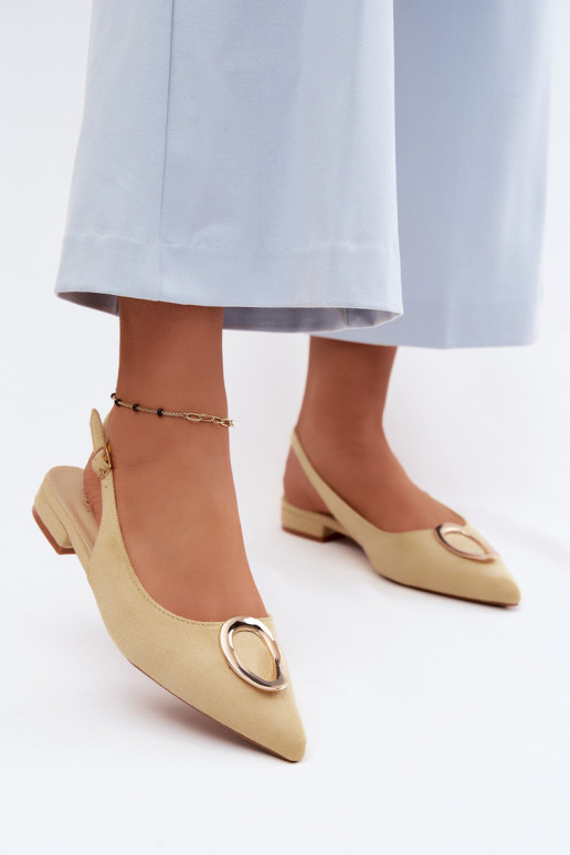 Damensandalen mit breiten Absätzen mit Ornamenten gelbe Farbe Sparkle