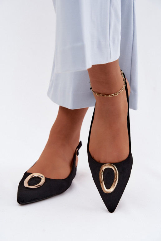 Damensandalen mit breiten Absätzen mit Ornamenten schZuarze Farbe Sparkle