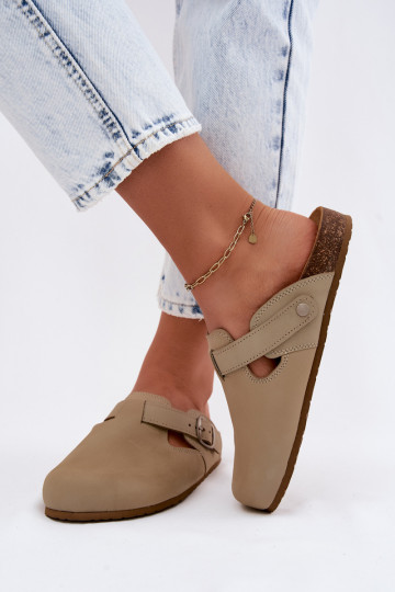 Lederhausschuhe Mule mit Schnallen Zazoo 1905 PistacjoZue 2