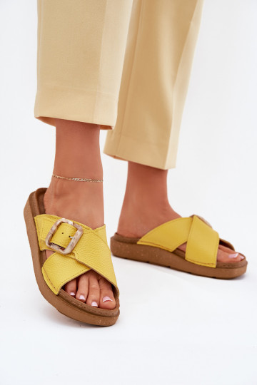 Gelbe Leder-Damen-Slipper mit Schnallen Inblu ED0003IU 2