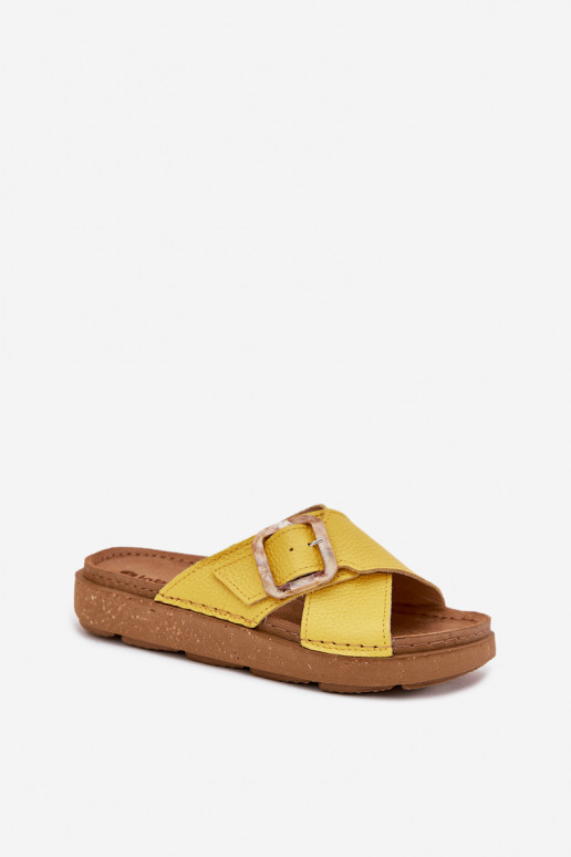 Gelbe Leder-Damen-Slipper mit Schnallen Inblu ED0003IU