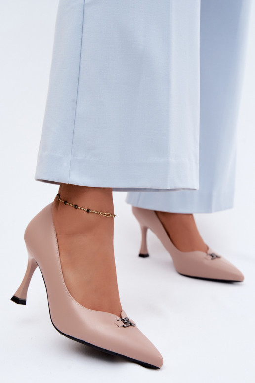 hochhackige Schuhe Mit Dekorationen Detalem Vinceza 62291 Beige