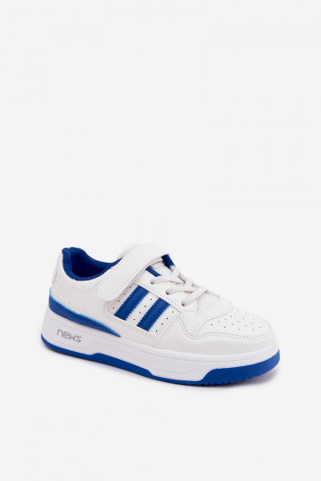 Sneakers Stilvollllschuhe Kindisch mit Klebeverschlüssen INeiß-blaue Farbe Neressa
