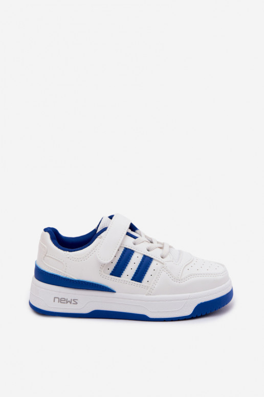 Sneakers Stilvollllschuhe Kindisch mit Klebeverschlüssen INeiß-blaue Farbe Neressa