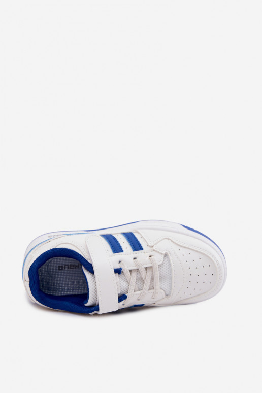 Sneakers Stilvollllschuhe Kindisch mit Klebeverschlüssen INeiß-blaue Farbe Neressa