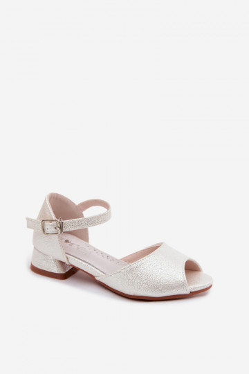 Glänzende Sandalen Kindisch Zueiße Farbe Pebble