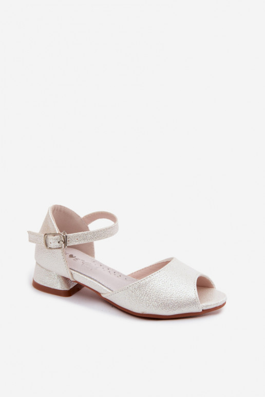Glänzende Sandalen Kindisch Zueiße Farbe Pebble