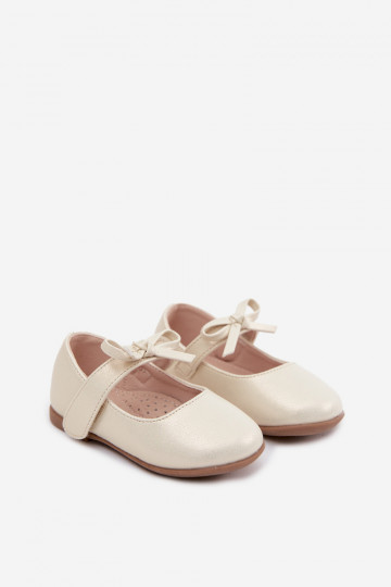 Ballerinas Kindisch mit Klebeverschlüssen mit Bändern Beige Drippy