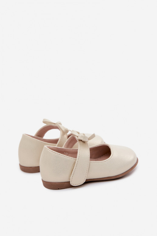 Ballerinas Kindisch mit Klebeverschlüssen mit Bändern Beige Drippy