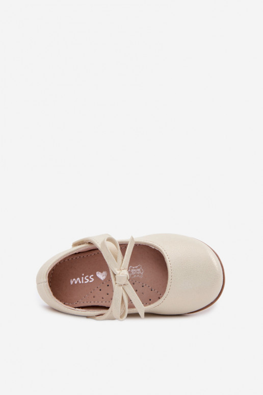 Ballerinas Kindisch mit Klebeverschlüssen mit Bändern Beige Drippy